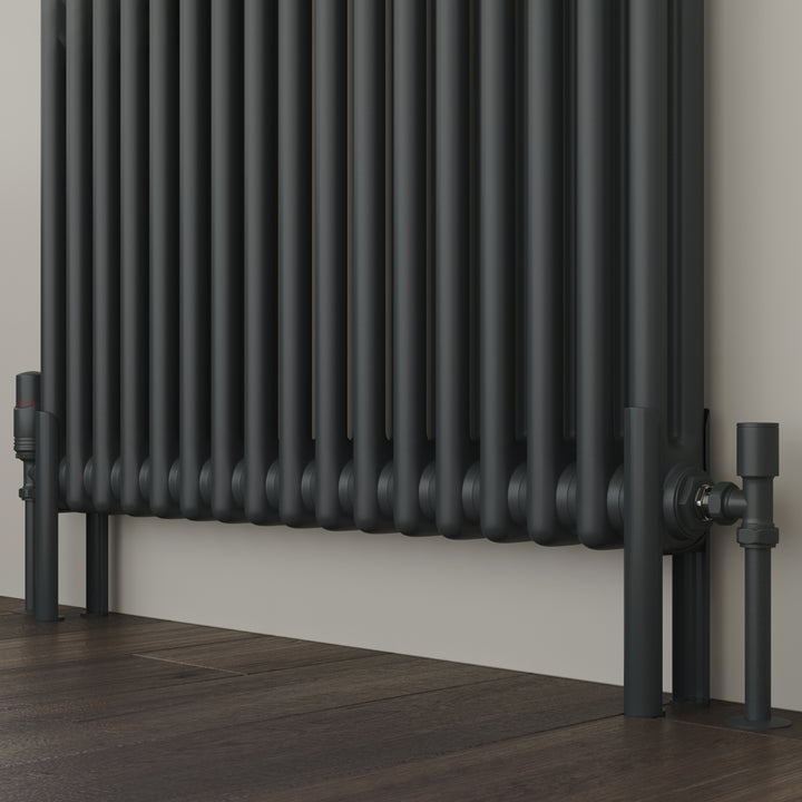 Alpha - Anthracite Column Electric Radiator H600mm x W768mm 2 Column 700w Thermostatic WIFI - Feet Included