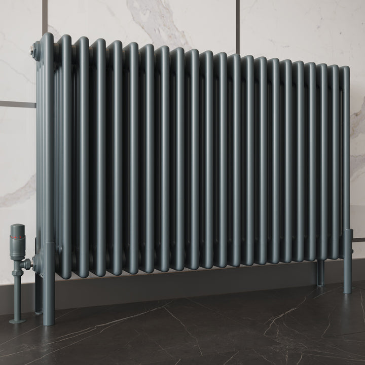 Alpha - Anthracite Column Radiator H600mm x W592mm 4 Column - Feet Included