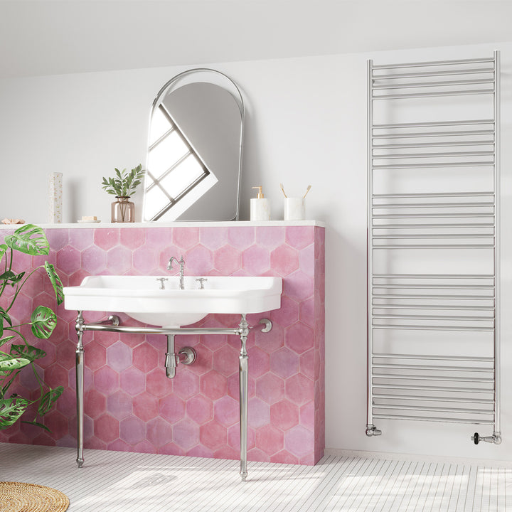 Aston - Stainless Steel Heated Towel Rail - H1800mm x W600mm - Curved