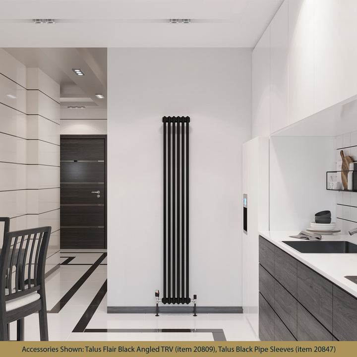 Alpha - Black Vertical Column Radiator H1800mm x W284mm 2 Column - Feet Included