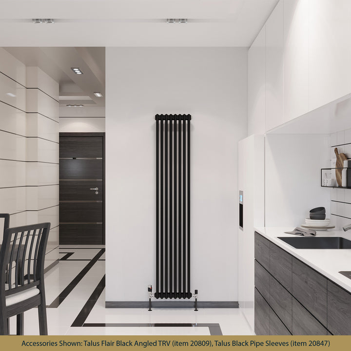 Alpha - Black Vertical Column Radiator H1800mm x W372mm 2 Column - Feet Included