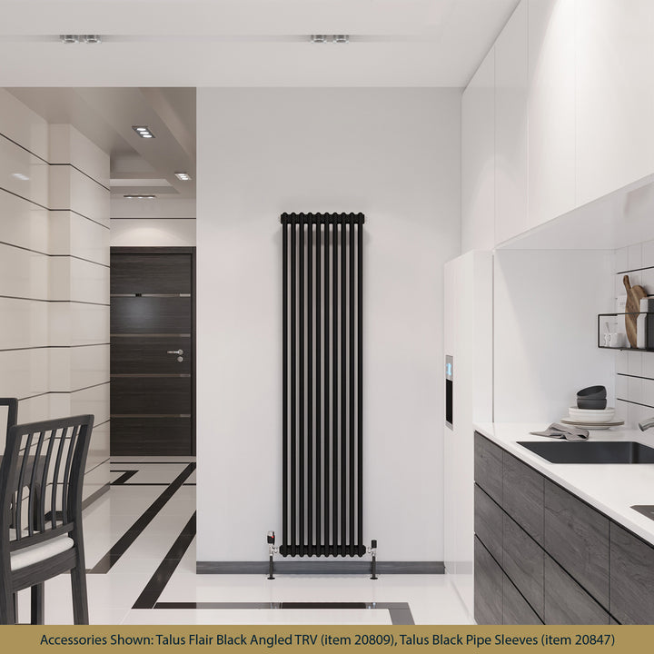 Alpha - Black Vertical Column Radiator H1800mm x W460mm 2 Column - Feet Included