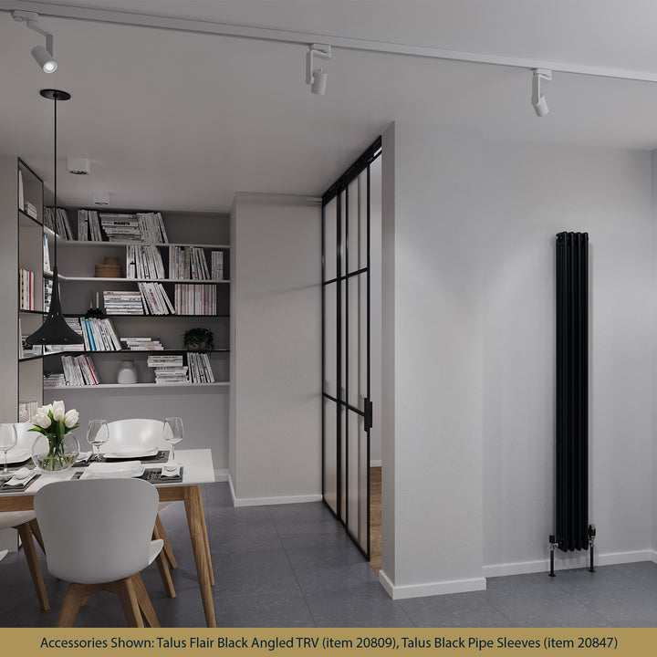 Alpha - Black Vertical Column Radiator H1800mm x W198mm 3 Column - Feet Included