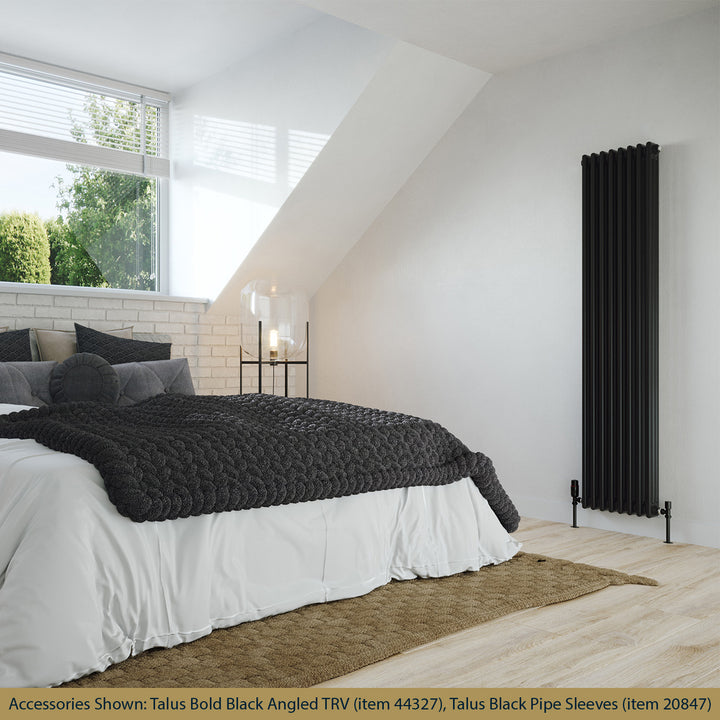 Alpha - Black Vertical Column Radiator H1800mm x W376mm 3 Column - Feet Included