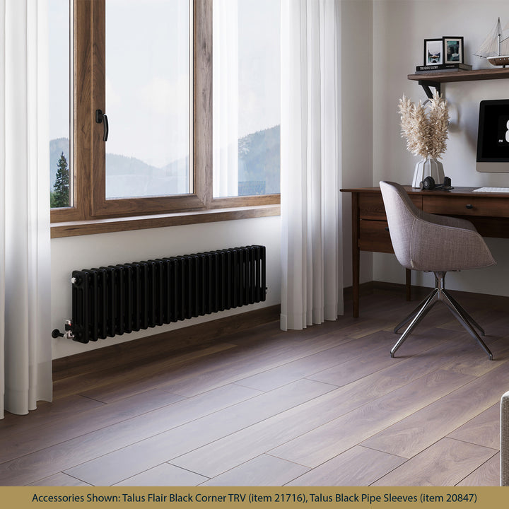 Alpha - Black Column Radiator H300mm x W1177mm 3 Column - Feet Included