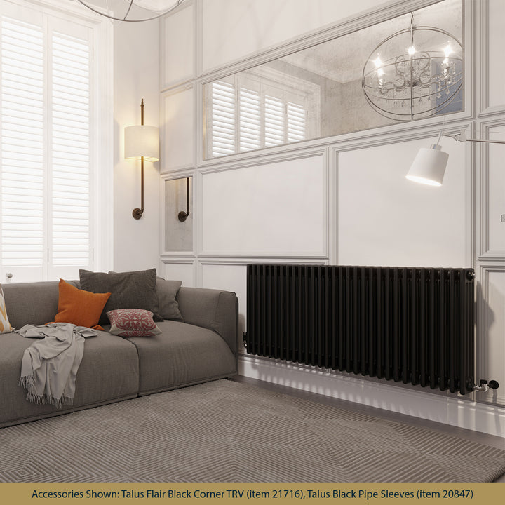 Alpha - Black Column Radiator H600mm x W1340mm 4 Column - Feet Included