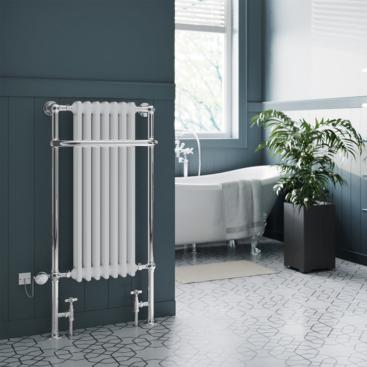 Balmoral - Traditional Dual Fuel Towel Rail H1130mm x W553mm Thermostatic - Floor Standing