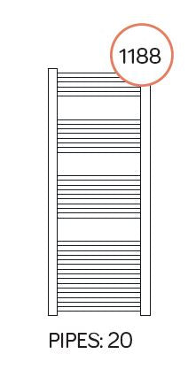 Bolzano - White Heated Towel Rail - H1188mm x W800mm - Curved