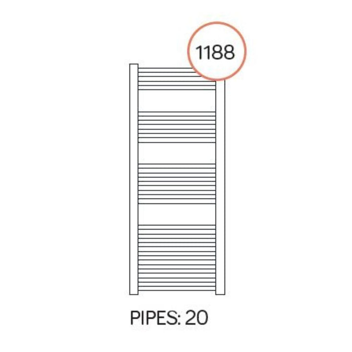 Bolzano - White Heated Towel Rail - H1188mm x W800mm - Straight