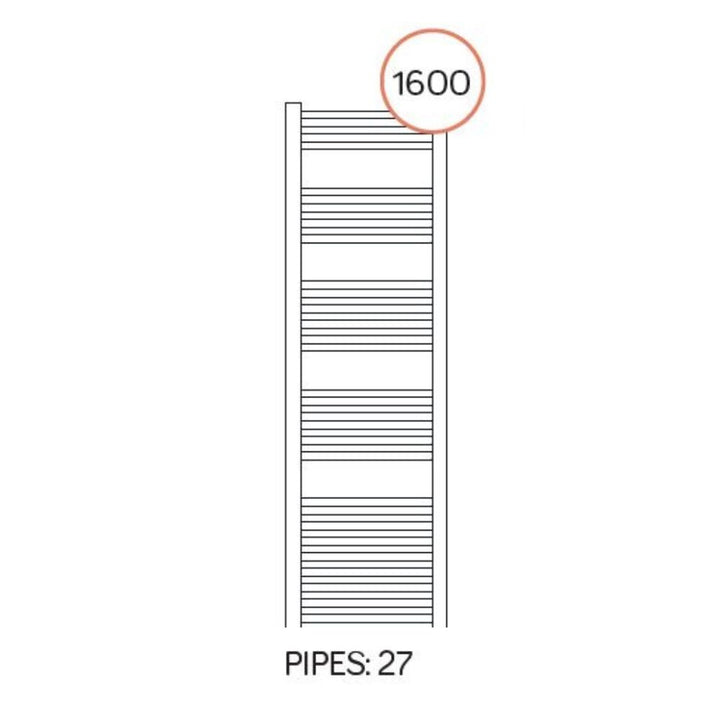 Bolzano - White Heated Towel Rail - H1600mm x W800mm - Straight