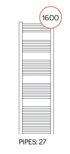 Bolzano - White Heated Towel Rail - H1600mm x W800mm - Curved