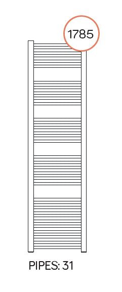 Bolzano - White Heated Towel Rail - H1785mm x W800mm - Curved