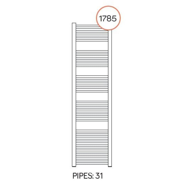 Bolzano - White Heated Towel Rail - H1785mm x W800mm - Straight