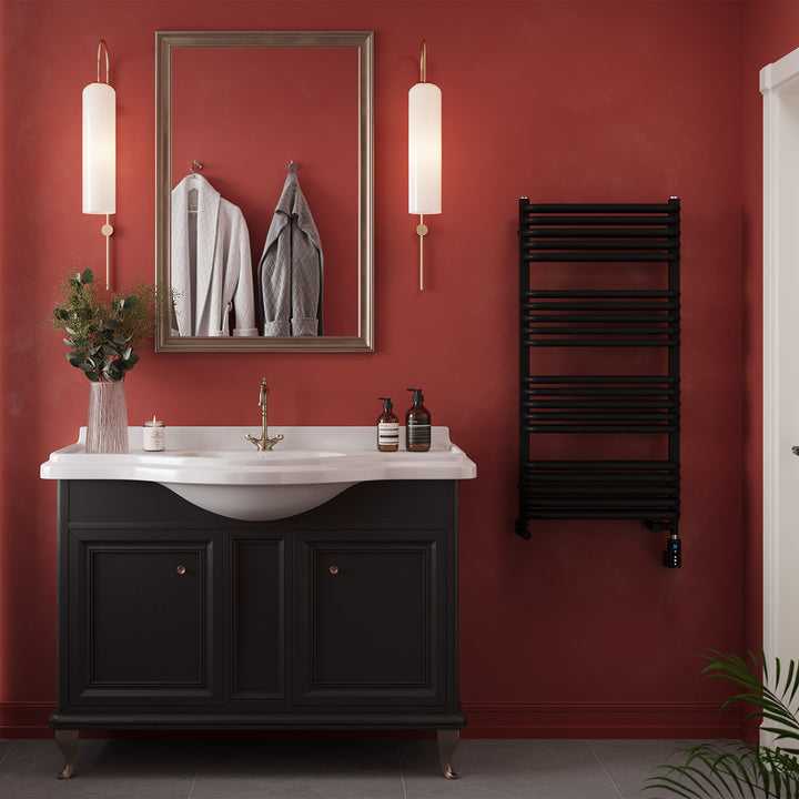 Crossmoor - Black Dual Fuel Towel Rail H1000mm x W500mm Thermostatic WIFI