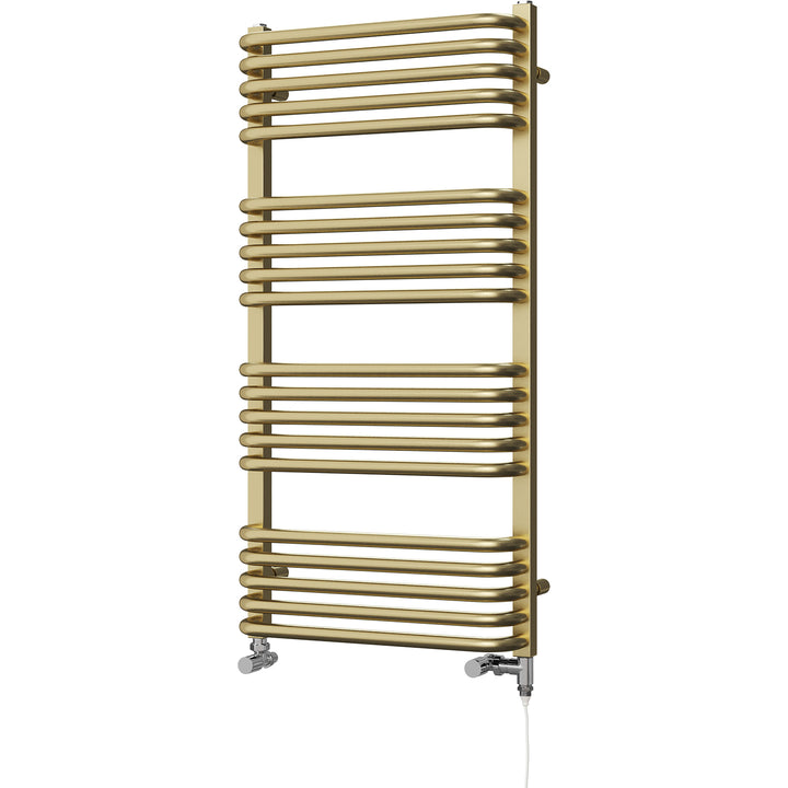 Crossmoor - Brushed Gold Dual Fuel Towel Rail H1000mm x W500mm Standard