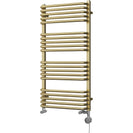 Crossmoor - Brushed Brass Dual Fuel Towel Rail H1000mm x W500mm Thermostatic