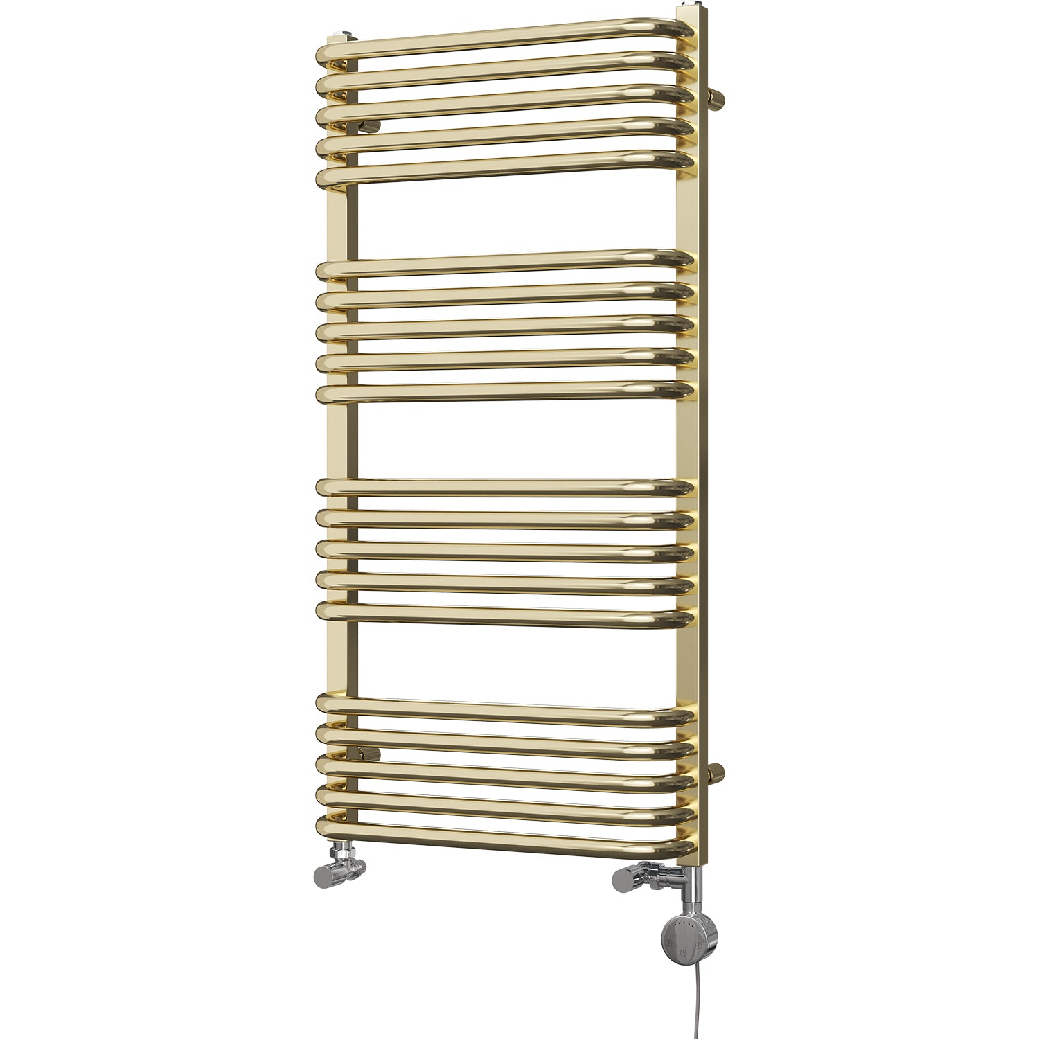 Crossmoor - Polished Brass Dual Fuel Towel Rail H1000mm x W500mm Thermostatic