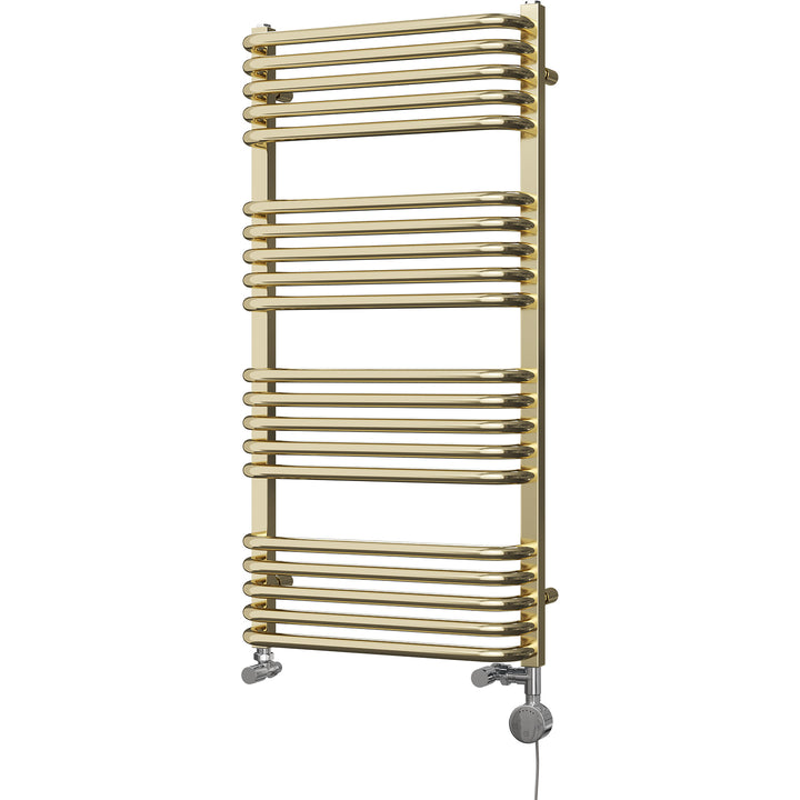 Crossmoor - Polished Brass Dual Fuel Towel Rail H1000mm x W500mm Thermostatic