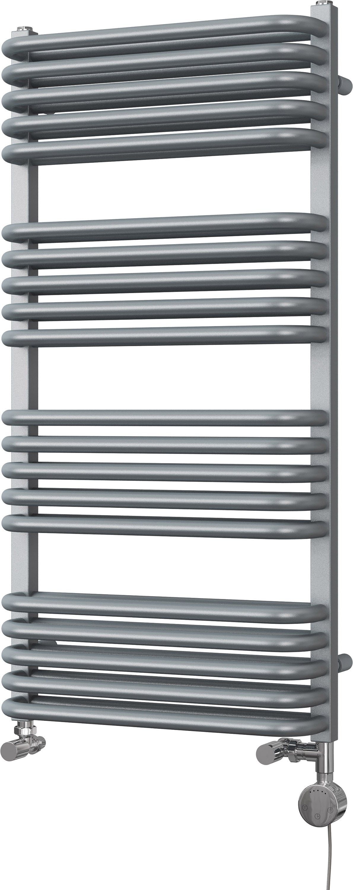 Crossmoor - Silver Dual Fuel Towel Rail H1000mm x W500mm Thermostatic