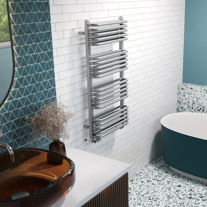 Crossmoor - Silver Towel Radiator - H1000mm x W500mm