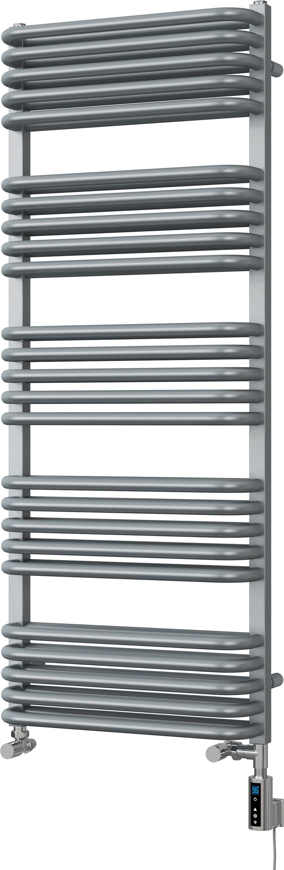 Crossmoor - Silver Dual Fuel Towel Rail H1269mm x W500mm Thermostatic WIFI