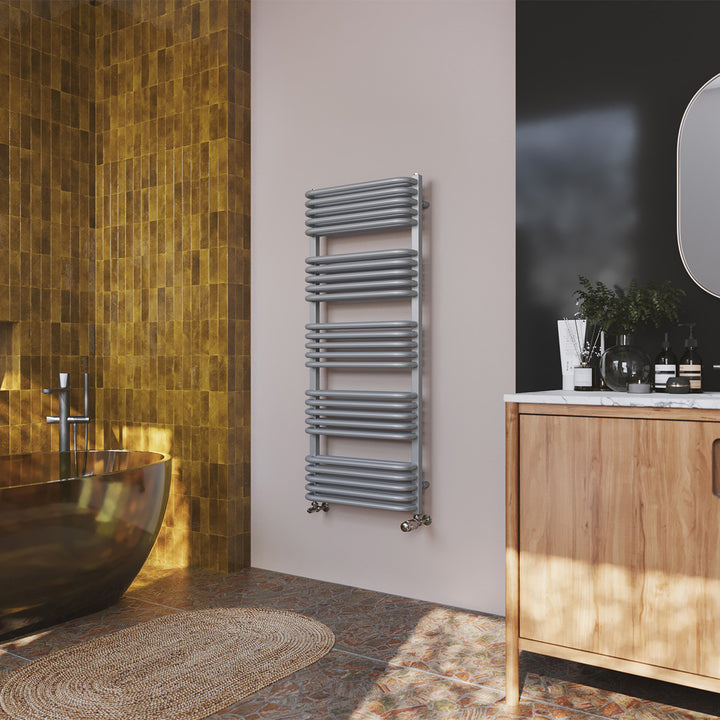 Crossmoor - Silver Towel Radiator - H1269mm x W500mm