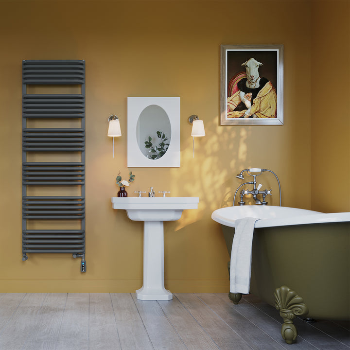 Crossmoor - Anthracite Dual Fuel Towel Rail H1533mm x W500mm Thermostatic WIFI