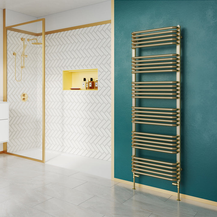 Crossmoor - Brushed Brass Towel Radiator - H1533mm x W500mm