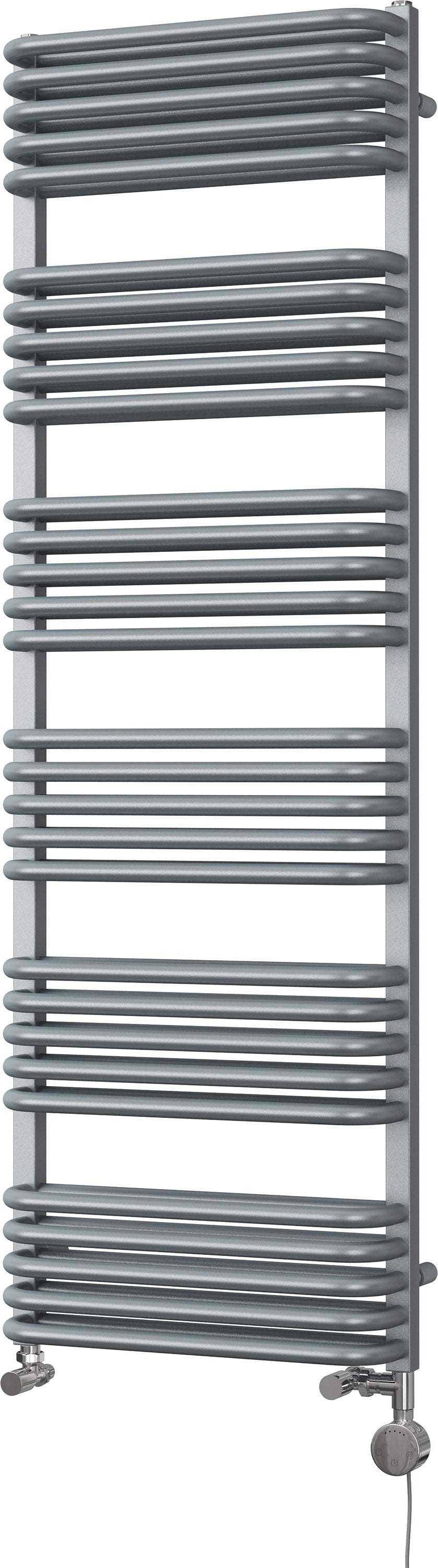 Crossmoor - Silver Dual Fuel Towel Rail H1533mm x W500mm Thermostatic