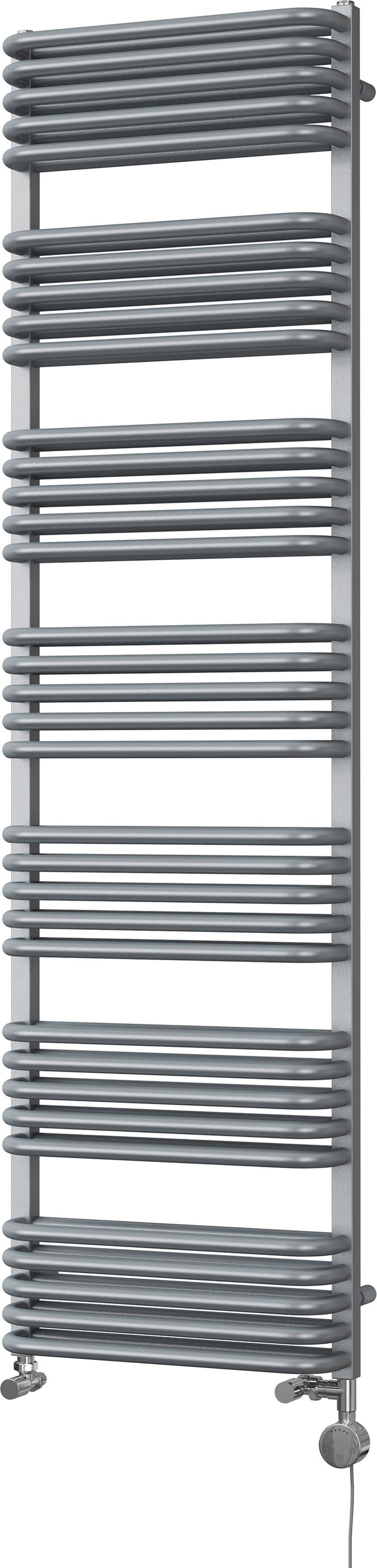 Crossmoor - Silver Dual Fuel Towel Rail H1800mm x W500mm Thermostatic