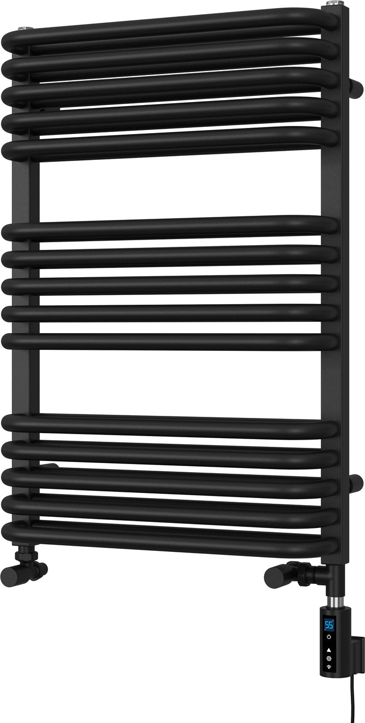 Crossmoor - Black Dual Fuel Towel Rail H736mm x W500mm Thermostatic WIFI