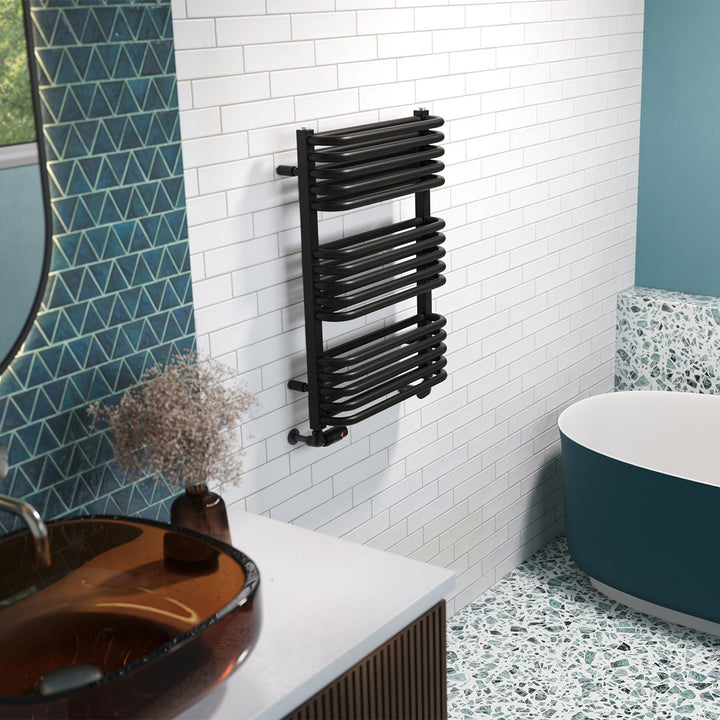 Crossmoor - Black Towel Radiator - H736mm x W500mm