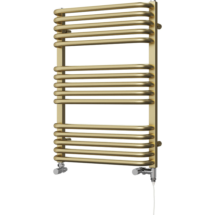 Crossmoor - Brushed Brass Dual Fuel Towel Rail H736mm x W500mm Standard