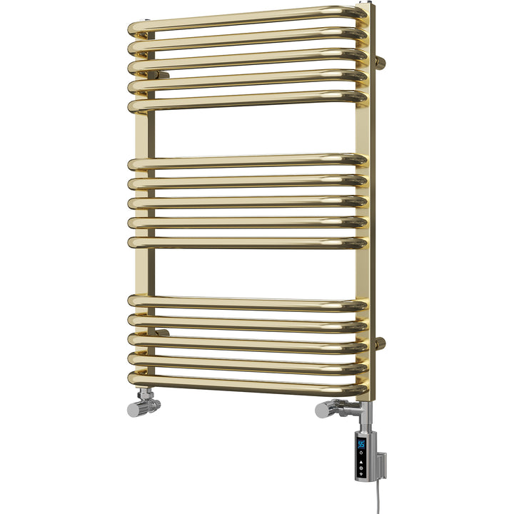 Crossmoor - Polished Gold Dual Fuel Towel Rail H736mm x W500mm Thermostatic WIFI