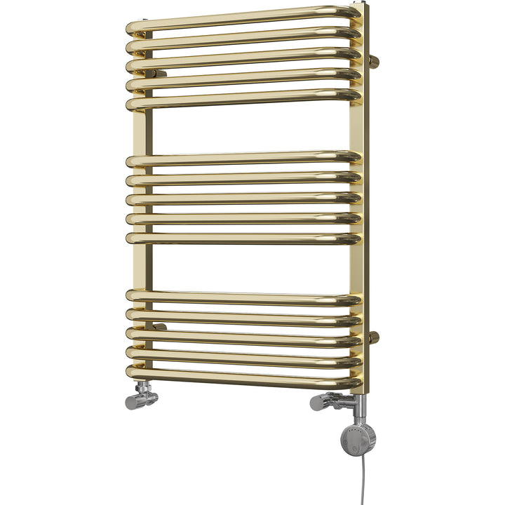 Crossmoor - Polished Brass Dual Fuel Towel Rail H736mm x W500mm Thermostatic