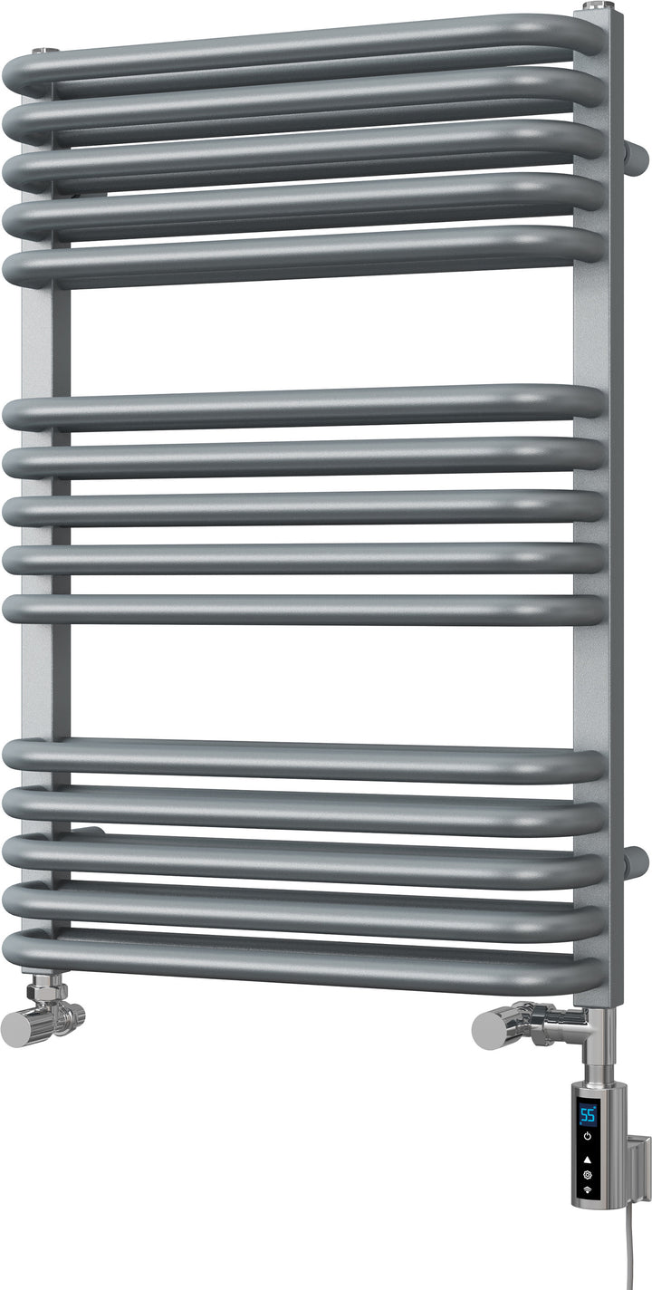 Crossmoor - Silver Dual Fuel Towel Rail H736mm x W500mm Thermostatic WIFI