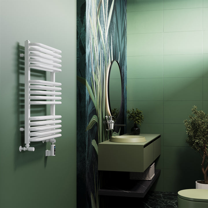 Crossmoor - White Dual Fuel Towel Rail H736mm x W500mm Thermostatic WIFI