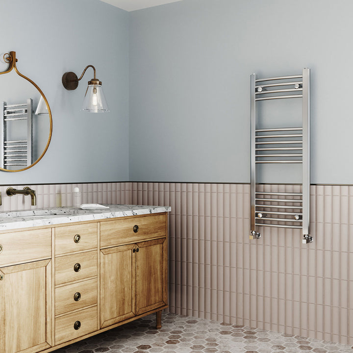 Dalby - Chrome Heated Towel Rail - H1000mm x W400mm - Curved