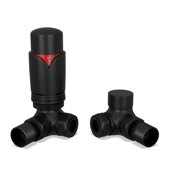 Derry Bold - Thermostatic Radiator Valve & Accessory Kit - Black Corner 15mm