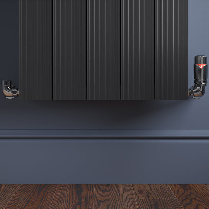 Derry Bold - Black Nickel Thermostatic Radiator Valve & Lockshield Corner 15mm