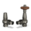 Derry Traditional - Pewter Thermostatic Radiator Valve & Lockshield Angled 15mm