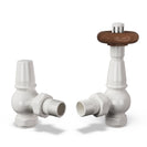 Derry Traditional - White Thermostatic Radiator Valve & Lockshield Angled 15mm