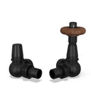 Derry Traditional - Black Thermostatic Radiator Valve & Lockshield Corner 15mm