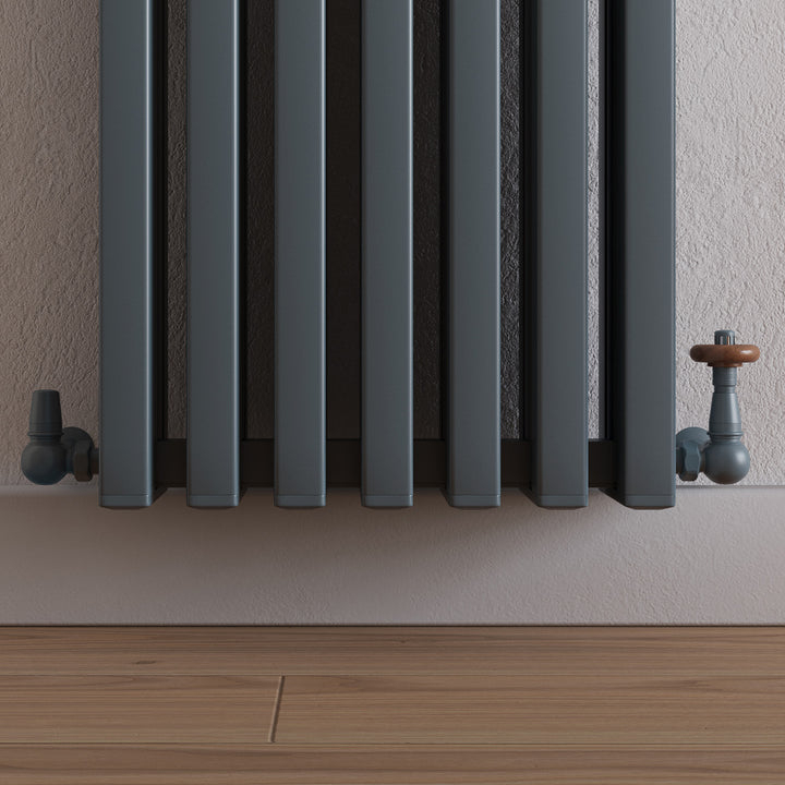 Derry Traditional - Anthracite Thermostatic Radiator Valve & Lockshield Corner 8mm