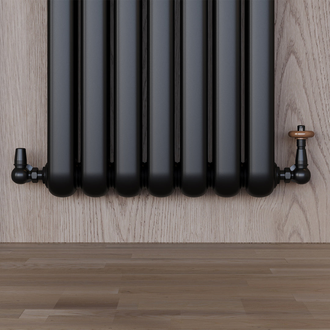 Black Thermostatic Radiator Valve Angled 8mm - Derry Traditional
