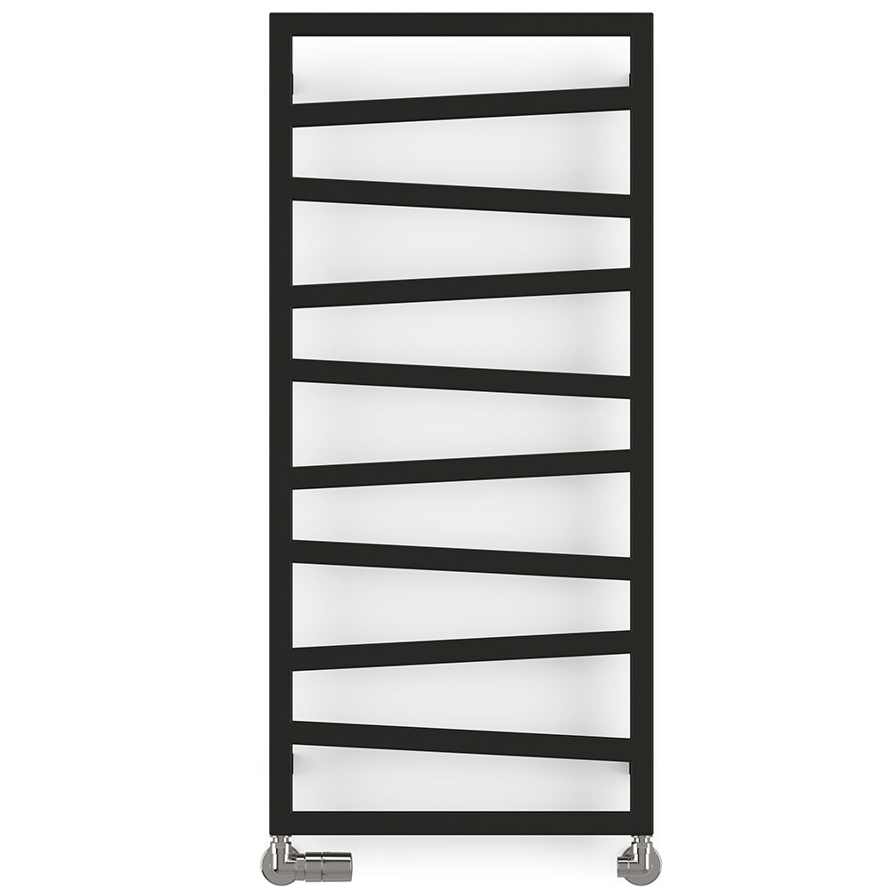 Zig Zag - Black Towel Radiator - H1070mm x W500mm