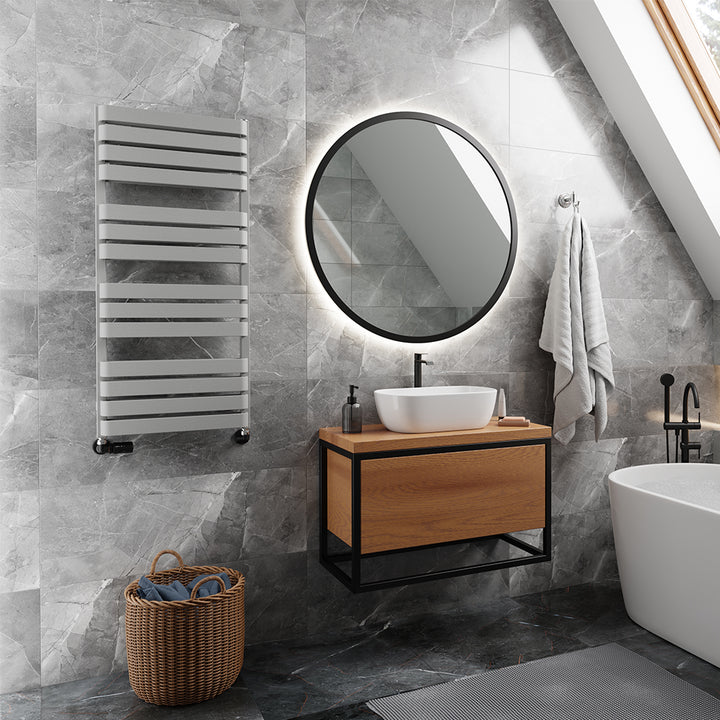 Warp T Bold - Salt & Pepper Towel Radiator - H1110mm x W500mm