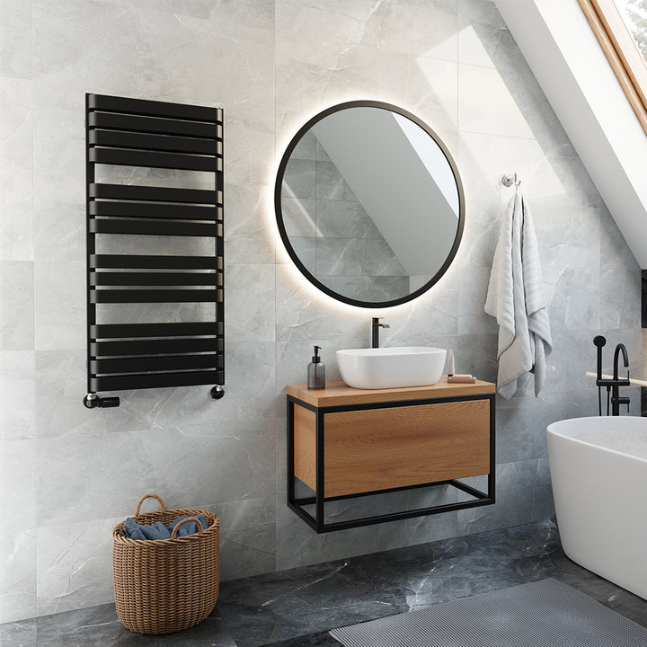 Warp T Bold - Black Towel Radiator - H1110mm x W500mm