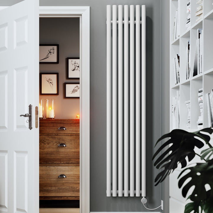 Rolo-Room - White Vertical Electric Radiator H1800mm x W370mm 800w Thermostatic