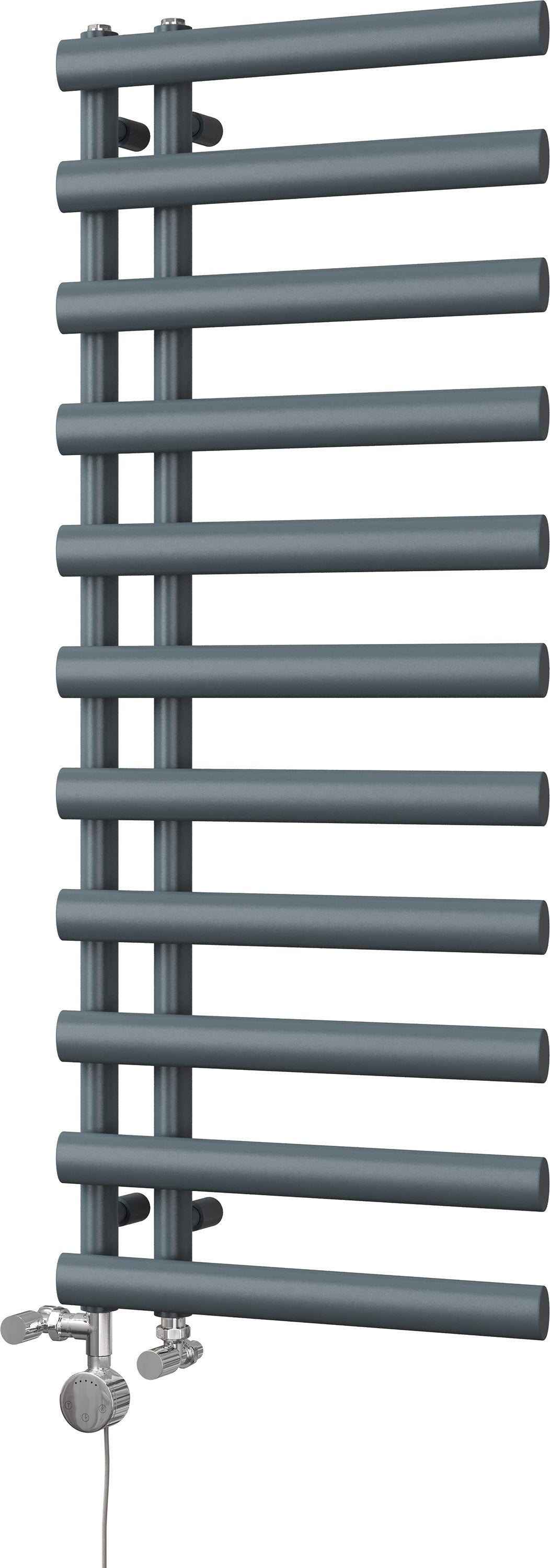 Elyan - Anthracite Dual Fuel Towel Rail H1238mm x W500mm Thermostatic